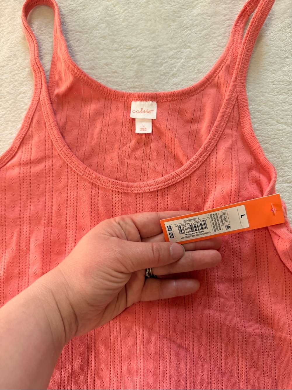 Colsie Coral Ribbed Cropped Tank - Picture 2 of 3